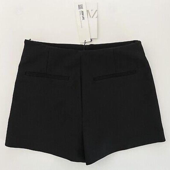 Zara Black Asymmetric Skort High Waist Side Zipper Size XS - Picture 4 of 16